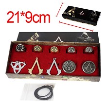 Assassin's Creed anime necklace+keychain+rings set(10pcs a set)