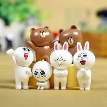 Line bear figures set(6pcs a set)