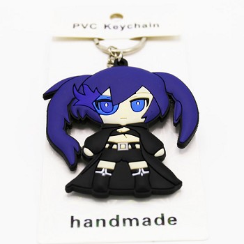 Black rock shooter PVC two-sided key chain