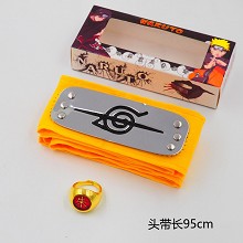 Naruto cos yellow headband+gold ring a set