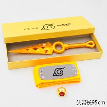 Naruto cos yellow headband+gold ring+gold weapon a set