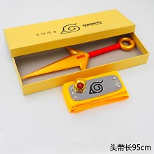 Naruto cos yellow headband+gold ring+gold weapon a...