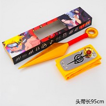 Naruto cos yellow headband+gold ring+gold weapon a set