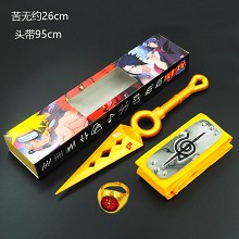 Naruto cos yellow headband+gold ring+gold weapon a...