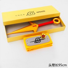 Naruto cos yellow headband+gold ring+gold weapon a set