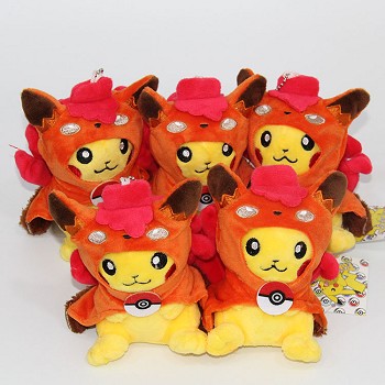 5inches Pokemon pikachu plush dolls set(5pcs a set)