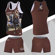 Overwatch Hanzou vest+short pants a set