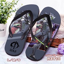 Overwatch Genji rubber flip-flops shoes slippers a...