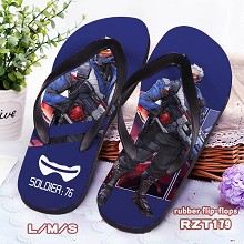 Overwatch Soldier:76 rubber flip-flops shoes slipp...