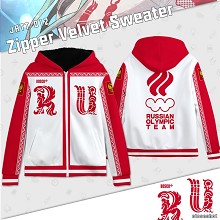 YURI on ICE zipper velvet sweater hoodie