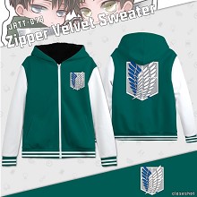 Attack on Titan zipper velvet sweater hoodie