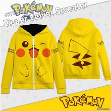 Pokemon Pikachu zipper velvet sweater hoodie