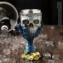 Stainless Steel 3D Skull Skeleton Gothic Goblet Party Glass Cup