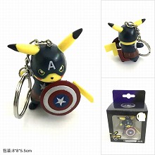FUNKO POP Pokemon pikachu cos Caption America figure doll key chain