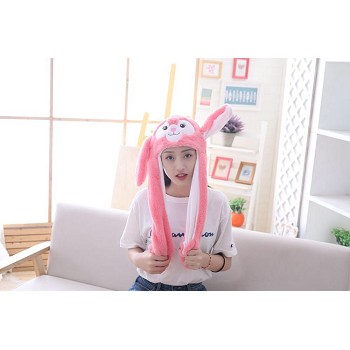 Cute Rabbit Plush Hat Ear Shape Can Move Cap Plush Gift Dance Toy Velvet