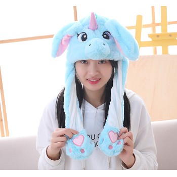 Cute Stitch Plush Hat Ear Shape Can Move Cap Plush Gift Dance Toy Velvet