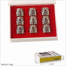 Harry Potter movie rings set(9pcs a set)