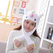 Cute Unicorn Plush Hat Ear Shape Can Move Cap Plush Gift Dance Toy Velvet