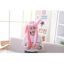 Cute Rabbit Plush Hat Ear Shape Can Move Cap Plush Gift Dance Toy Velvet