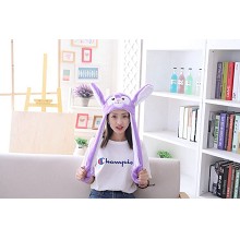 Cute Rabbit Plush Hat Ear Shape Can Move Cap Plush...