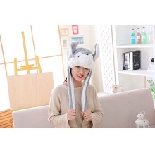 Cute Husky Plush Hat Ear Shape Can Move Cap Plush ...