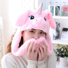 Cute Unicorn Plush Hat Ear Shape Can Move Cap Plus...