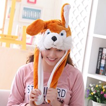 Cute Dog Plush Hat Ear Shape Can Move Cap Plush Gi...