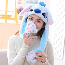 Cute Stitch Plush Hat Ear Shape Can Move Cap Plush...