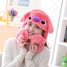 Cute Stitch Plush Hat Ear Shape Can Move Cap Plush...