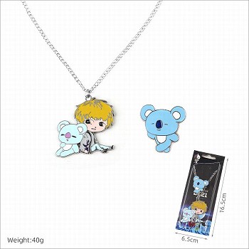 BTS star necklace+pin a set