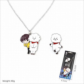 BTS star necklace+pin a set