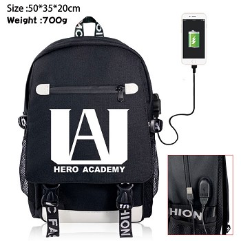 My Hero Academia anime USB charging laptop backpack school bag