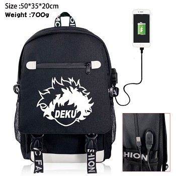 My Hero Academia anime USB charging laptop backpack school bag