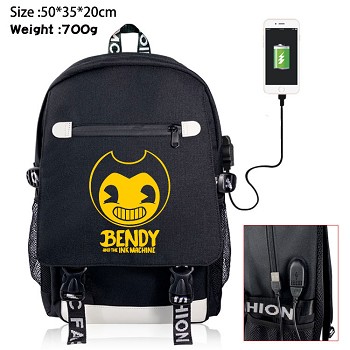  Bendy and the Ink Machine USB charging laptop backpack school bag 