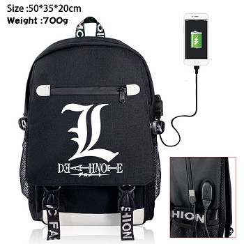 Death Note anime USB charging laptop backpack school bag