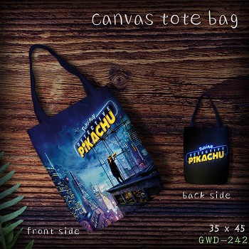  Pokemon Detective Pikachu movie canvas tote bag shopping bag 