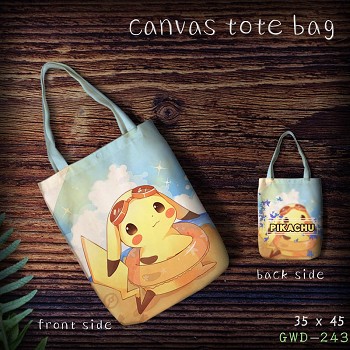 Pokemon Pikachu anime canvas tote bag shopping bag