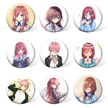 Gotoubun no hanayome brooches pins set(9pcs a set)