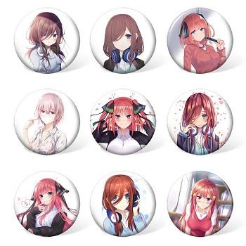 Gotoubun no hanayome brooches pins set(9pcs a set)