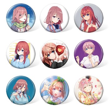 Gotoubun no hanayome brooches pins set(9pcs a set)