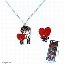  BTS star necklace+pin a set 