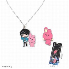 BTS star necklace+pin a set