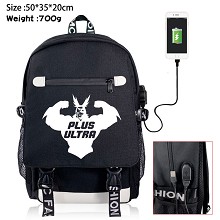 My Hero Academia anime USB charging laptop backpac...