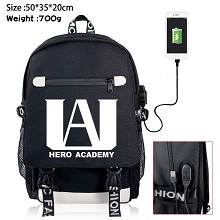 My Hero Academia anime USB charging laptop backpac...