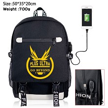 My Hero Academia anime USB charging laptop backpac...