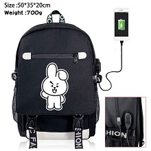 BTS star USB charging laptop backpack school bag