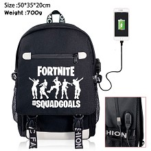 Fortnite game USB charging laptop backpack school ...