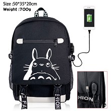 Totoro anime USB charging laptop backpack school bag