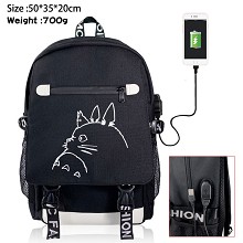 Totoro anime USB charging laptop backpack school bag