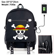 One Piece anime USB charging laptop backpack schoo...